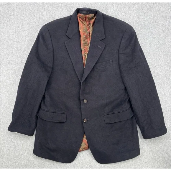 Lauren Ralph Lauren 40R Silk Wool Cashmere Black Sport Coat Blazer Paisley