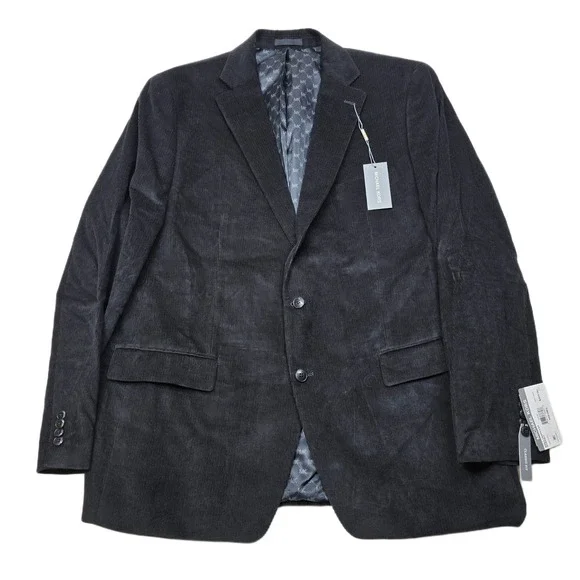 Michael Kors Corduroy Sport Coat Mens 46L 46 Black‎ Classic-Fit Stretch $295