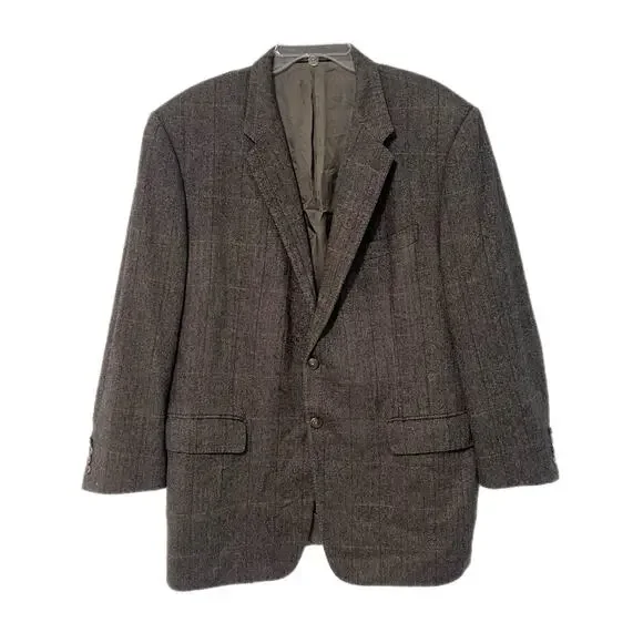 Corneliani Wool Camel Silk Tweed Blazer Brown Jacket 56R Herringbone Italy