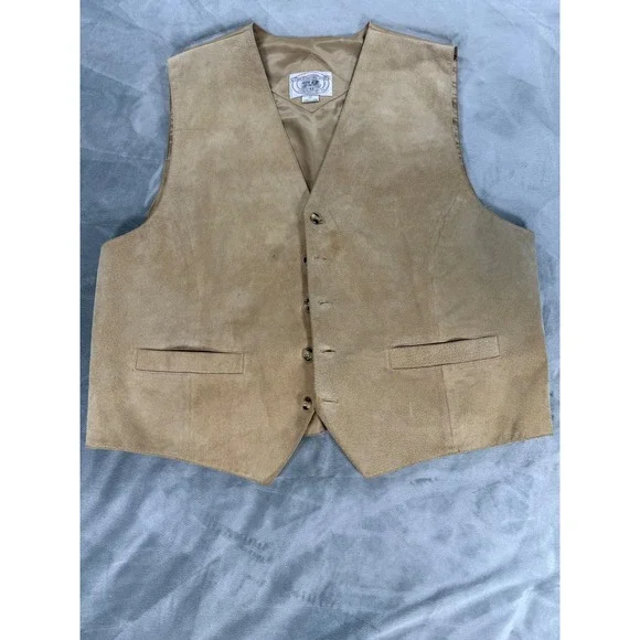Suede Leather Waistcoat Vest Mens L Western Costume Pioneer Biker John Ashford