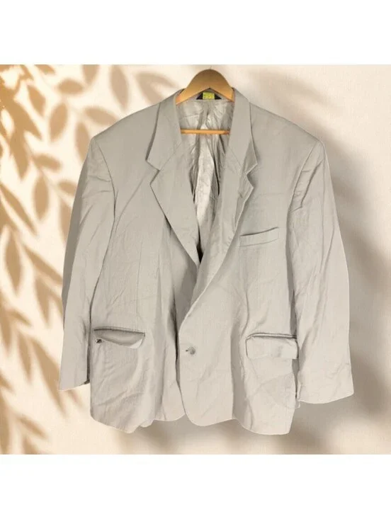 Ferracci Blazer Men 50 Gray Button Up Collared Long Sleeve Pockets Classic