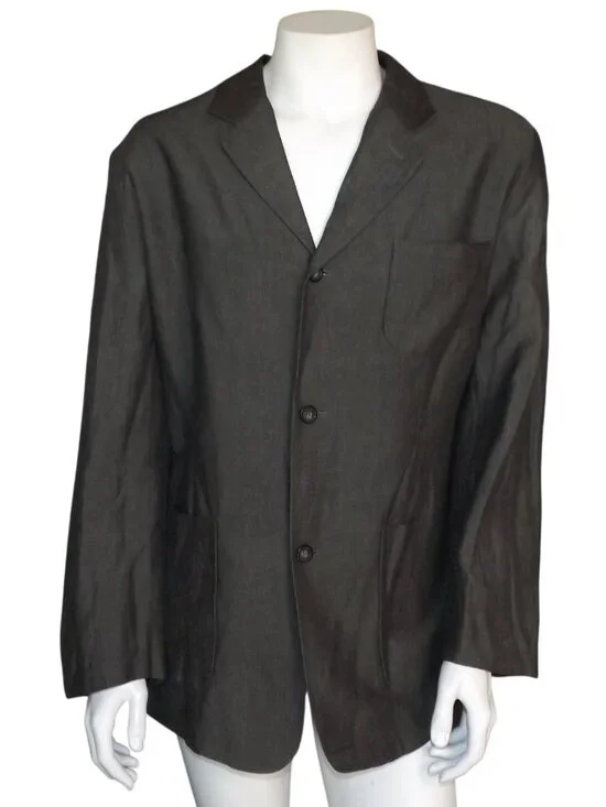 CLAIBORNE Summer  Blazer, 44R, 3 Button, Linen Blend, Partial Lining