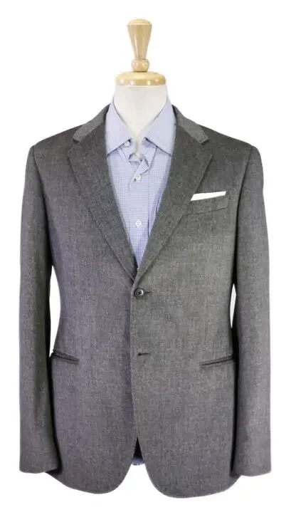 Armani Collezioni Mens Modern Fit Gray Velvet 2-Btn Blazer Jacket 40R