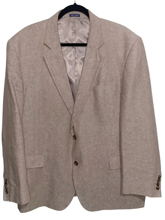 Stafford Blazer Jacket Mens 48 R Signature Linen Blend Classic Fit Sports Coat