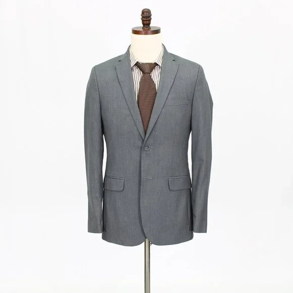 Calvin Klein 44L Gray Solid 2-Button Sport Coat Blazer Jacket W022