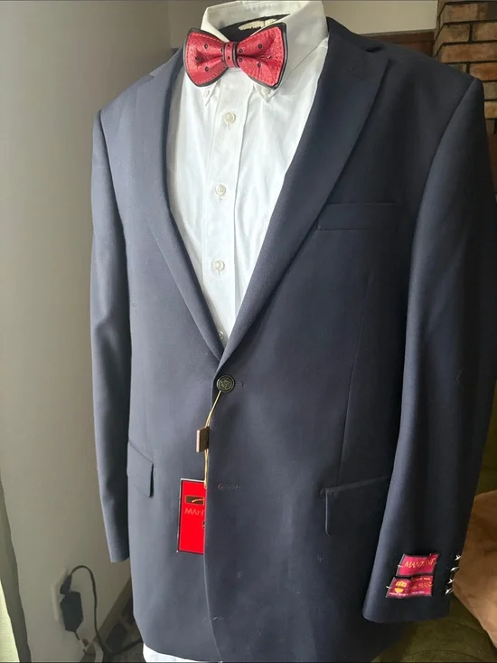 Men's Classic Wool Navy Single-Button Sport Coat by MANTONI