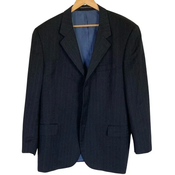 S. Cohen Mens Classic‎ Blue Pinstripe 3 Button Blazer Size 50R Wool Union Made