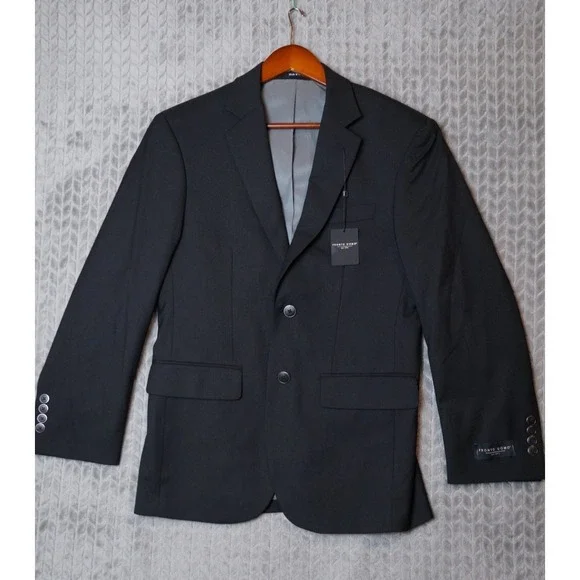 Pronto Uomo Platinum Mens Blazer Size 35S Short Black Wool Blend Jacket Coat NWT