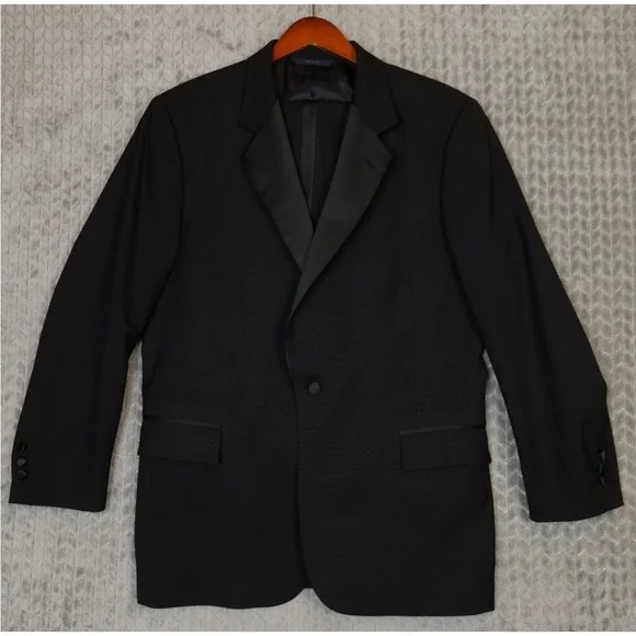 Brooks Brothers Men's Brooksease Tuxedo Suit Black Wool Peak Lapel 41R USA