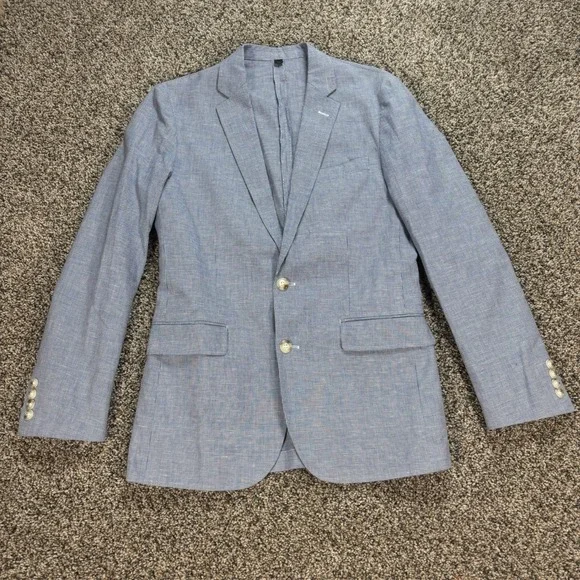 J.Crew Ludlow Blazer Men's 36R Blue Cotton Linen Somelos Portugal Sport Coat
