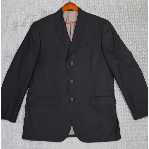 Perry Ellis Mens Black 3 Button Professional Blazer Sport Coat Jacket XL 44 REG