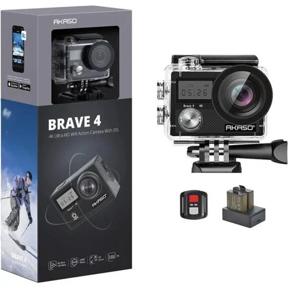AKASO Brave 4 4K 20MP Action Camera Ultra HD w/ EIS 30m Underwater Camera