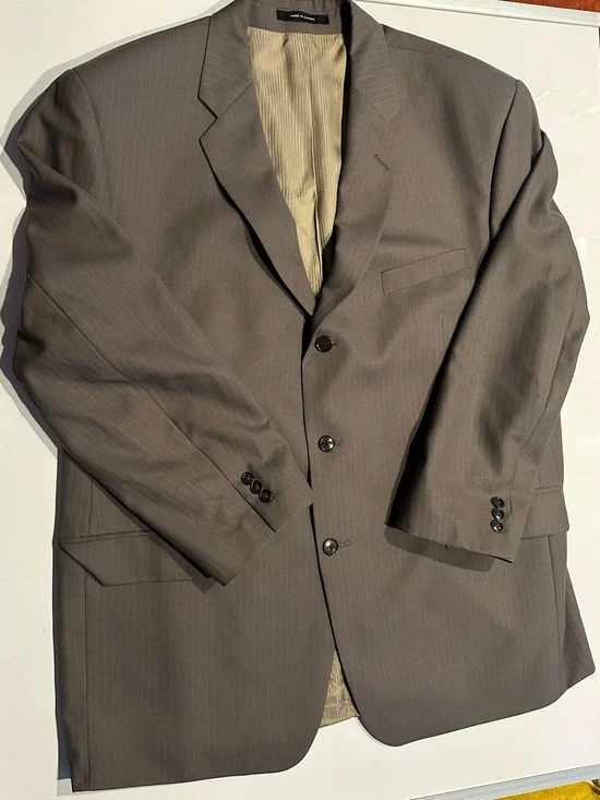 Calvin Klein Men’s Wool Sport Coat Jacket Blazer Sz 46R Solid Beige Tan Khaki