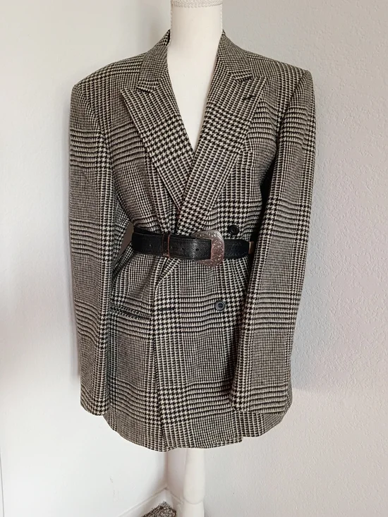 VTG Classic Glen Plaid Wool Blazer Business Casual Quiet Luxury Academic