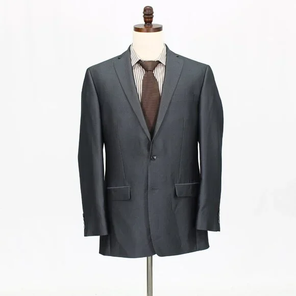Calvin Klein 44R Gray HB 2-Button Sport Coat Blazer Jacket W020