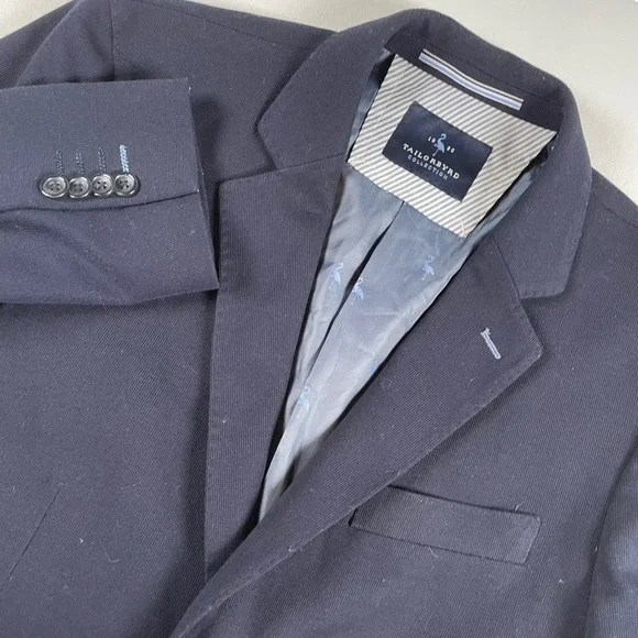 Tailorbyrd Collection Men's Navy Blazer‎ 38R Knit Stretch Fabric Suit Jacket