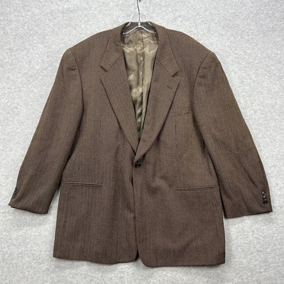 Jhane Barnes Blazer Mens 46R Brown Herringbone Suit Sport Coat Jacket Union USA‎