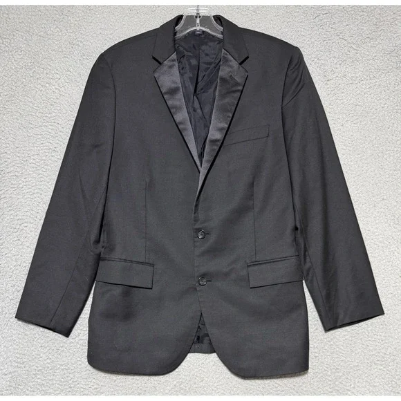 J Crew Thompson Black Wool Blend 2 button Suit Jacket Blazer Mens 40R