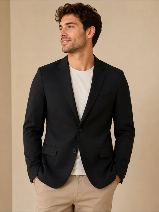 Collection B Men's Black Single-Breasted blazer