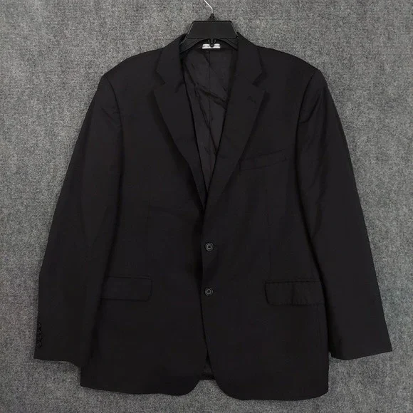 Saks Fifth Ave Suit Jacket Mens 44 Black Wool Silk Slim Italy Ermenegildo Zegna