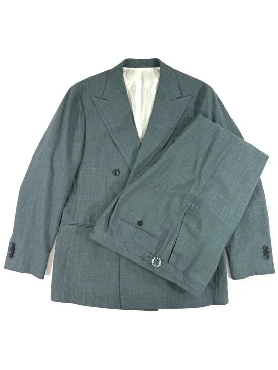 Suitsupply Havana Double Breast Suit Brescia E Thomas Linen Wool Silk Sz 44/36