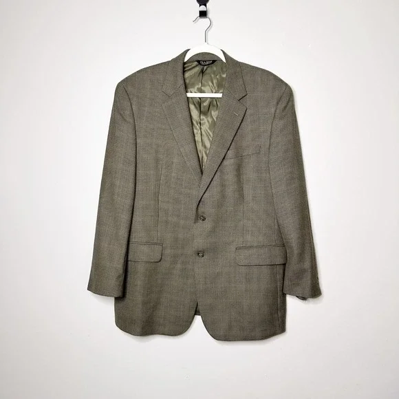 Jos. A Bank Sport Coat Mens 44R Brown Wool Houndstooth Excellent 2-Button Blazer