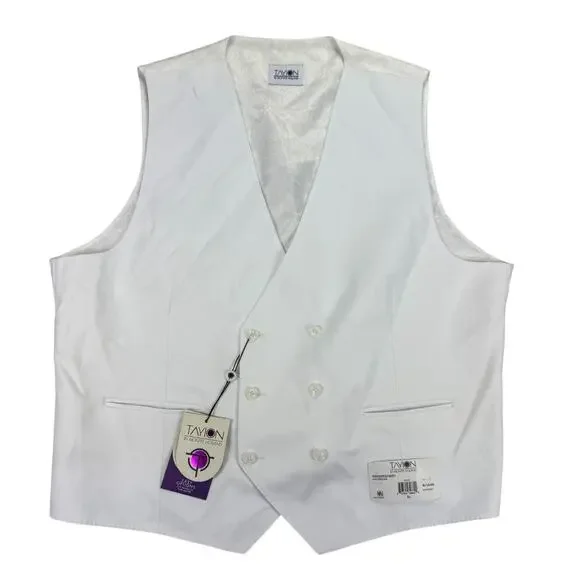 Tayion Mens Asupreme Classic Fit Double-Breasted Suit Vest White XL