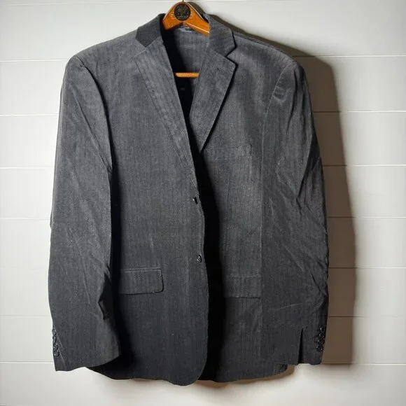 CEZANI Velvet Feel- Herringbone Pattern MENS BLACK SPORT COAT