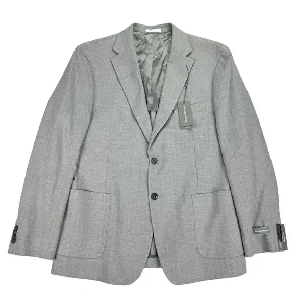 Michael Kors Mens Keates Classic Fit Herringbone Woven Sport Coat Light Gray 46R