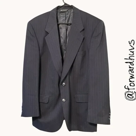Oscar de la Renta Wool Pinstripe Sport Coat Gray 42R Vintage
