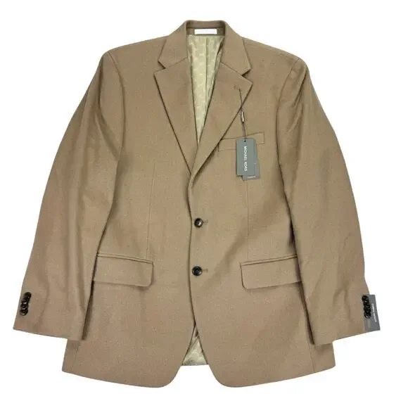 Michael Kors Mens Kipp Wool Cashmere Luxury Classic Fit Sport Coat Tan 40R