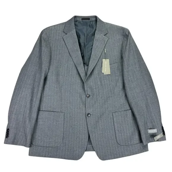 Michael Kors Mens Keates Classic Fit Herringbone Woven Sport Coat Light Blue 50R