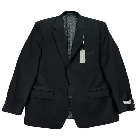 Michael Kors Mens Kipp Wool Cashmere Luxury Classic Fit Sport Coat Black 48R