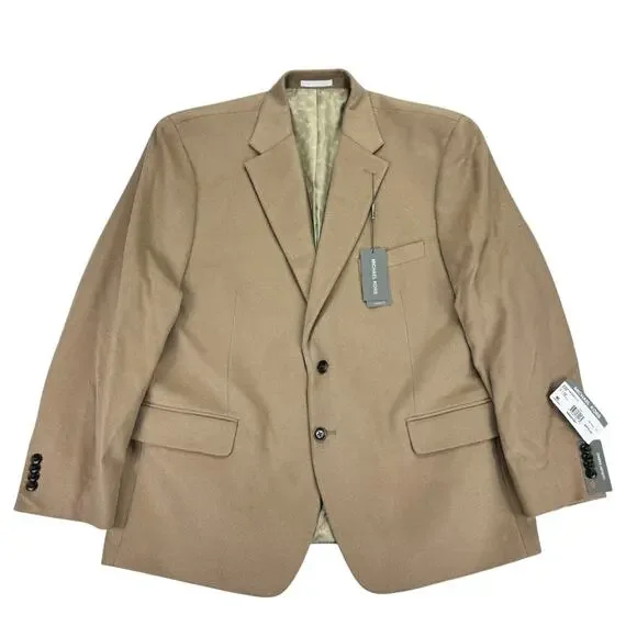 Michael Kors Mens Kipp Wool Cashmere Luxury Classic Fit Sport Coat Tan 46S