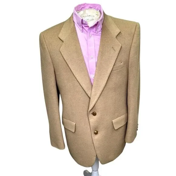 44R Vintage Kuppenheimer Soft Tan Camel Hair 2-Button Sport Coat Blazer Jacket