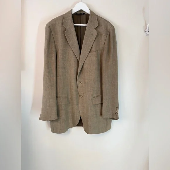 Polo Ralph Lauren Men’s Sport Coat Made in Italy 44 Long Tan Beige EUC