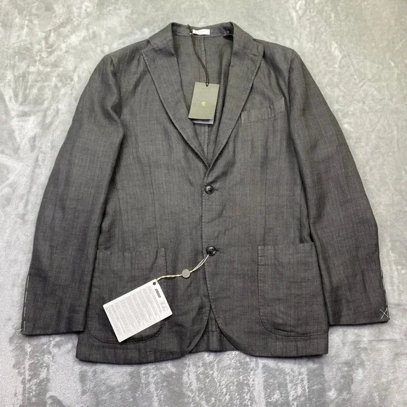 BOGLIOLI 50 K JACKET Mens Charcoal‎ Gray Wool Silk Linen Blend Blazer Sz 46R NWT