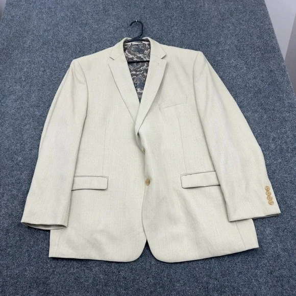 Lauren Ralph Lauren Blazer Mens 50R Beige Polyester Rayon Two Button Classic