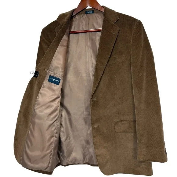 Saddlebred Mens Corduroy Blazer Sport Coat Tan Brown Two Button Jacket 42R