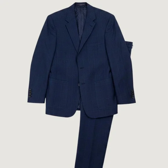 Billy Reid 38 X 31 Heirloom Mens Blue Glen Plaid 2-Button Suit USA Made Tailored