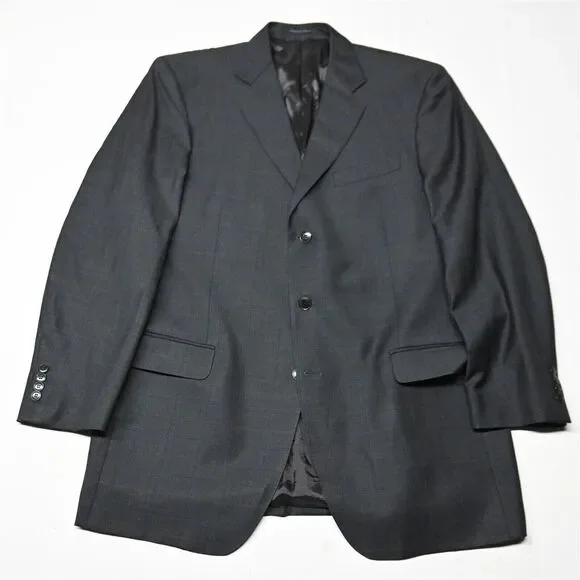 Luigi Bianchi Mantova 44L Gray Plaid 100%‎ Wool Mens Blazer Sport Coat Jacket