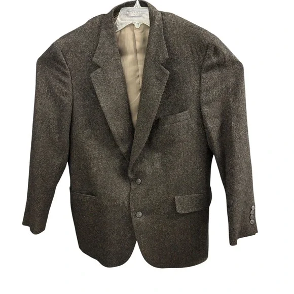 Nordstrom Mens Brown Herringbone Blazer Wool Camel Hair‎ Sport Coat Canada 44 R