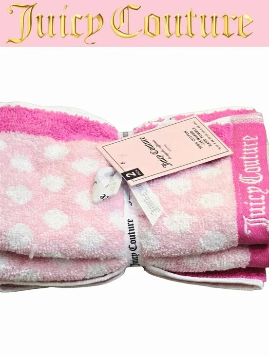 Juicy Couture Home Polka Dot Logo Jacquard Hand Towel Set