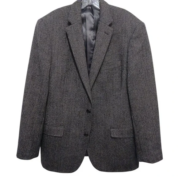 Lauren Ralph Lauren Tweed Wool Blend Sport Coat Blazer 40 Slim‎ Gray Herringbone