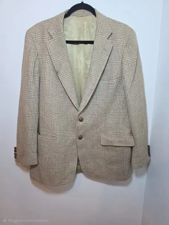 Vtg Chaps Ralph Lauren Tan Scottish Camel Hair Sport Coat Blazer 40S