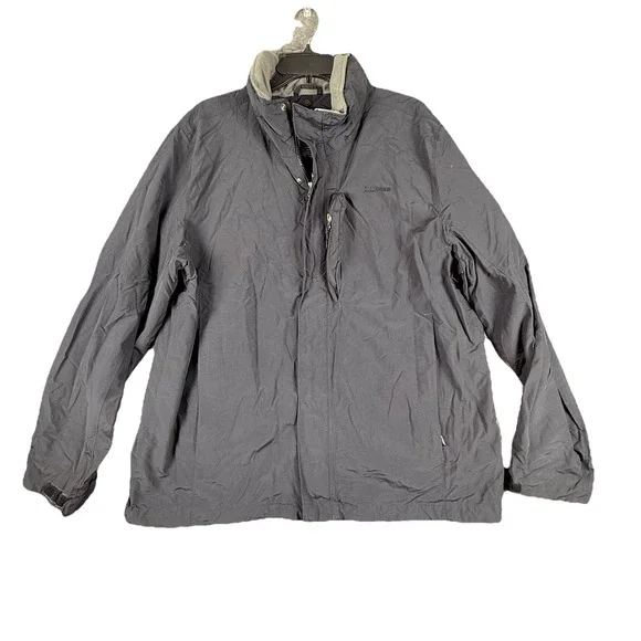 LL Bean Windbreaker Men's XL Black  Hood Full Zip Pockets Polyester‎