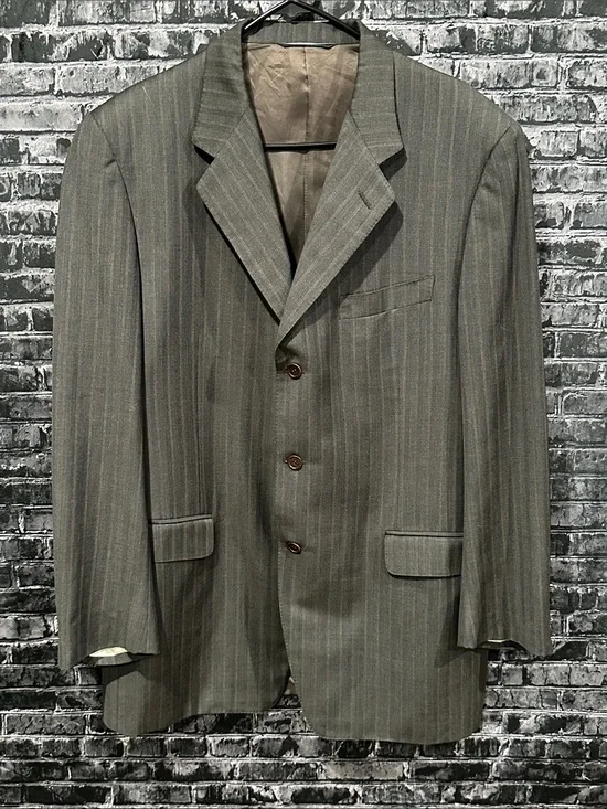 Canali Men's Gray & Brown Pinstripe Three-Button Suit Jacket