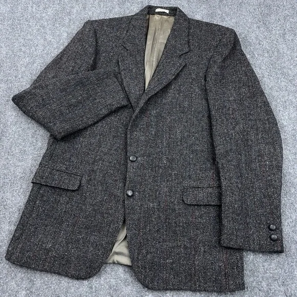 VTG Harris Tweed Donegal Flecked Blazer 42T Gray Scottish Wool Wm.‎ H Leishman