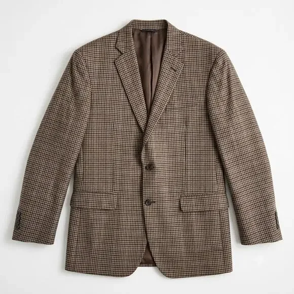 Brooks Brothers 1818 SaxXon Madison Sport Coat Brown Plaid Wool USA Mens 41R