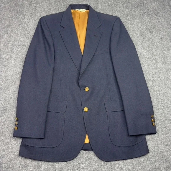 Vintage Izod Lacoste Blazer Men 38 Blue Wool Gold Button Preppy Classic Designer
